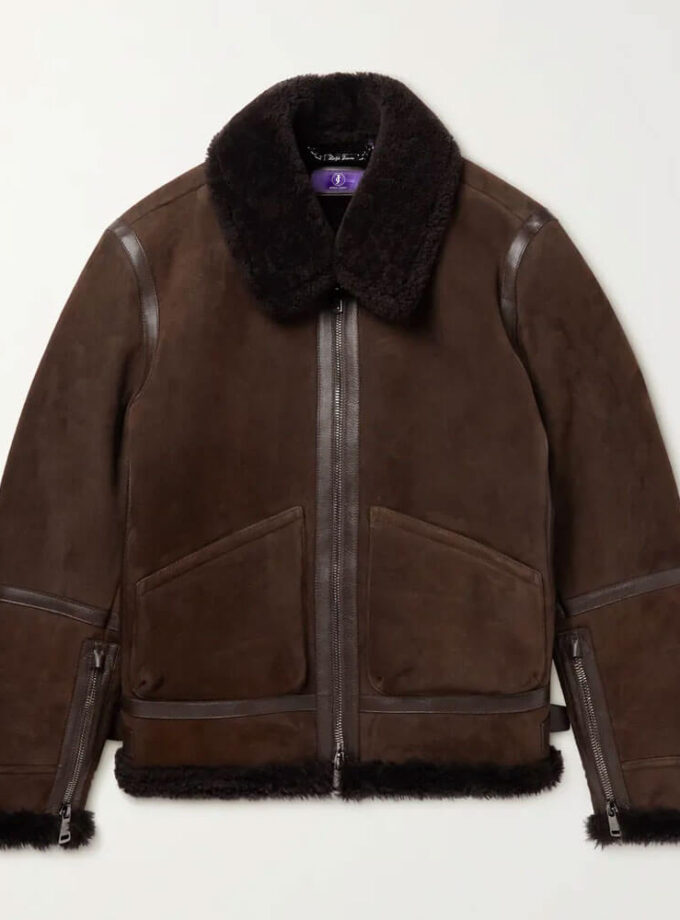 Tacenda Brown Shearling-Trimmed Leather Jacket