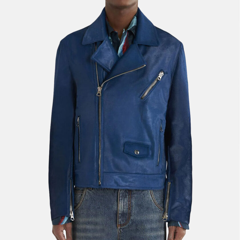 Blue Stylish Leather Jacket